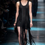 Roberto Cavalli F/W 2015 Black Fringe Cut-Out Dress, runway