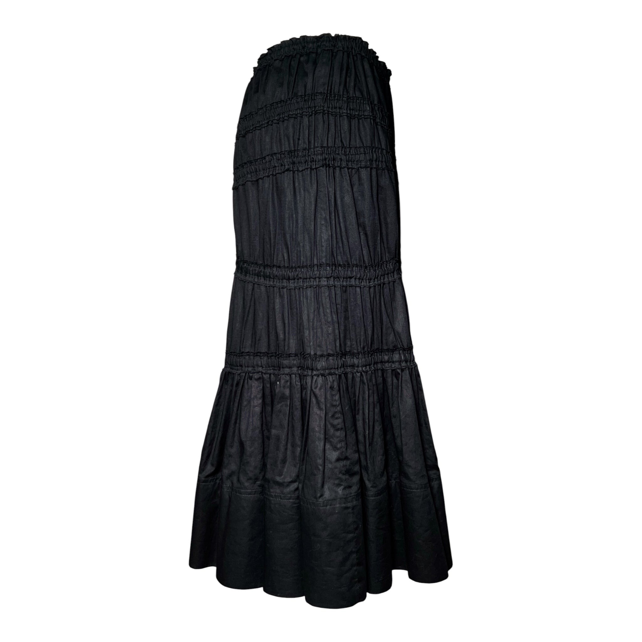 Yves Saint Laurent F/W 2001 Black Cotton Asymmetric Skirt, slight side 