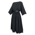 Galanos 1950's Black Raw Silk Fit and Flare Sleeved Day Dress, SLIGHT SIDE
