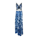 Roberto Cavalli 2000s Blue and White Porcelain Print Ensemble