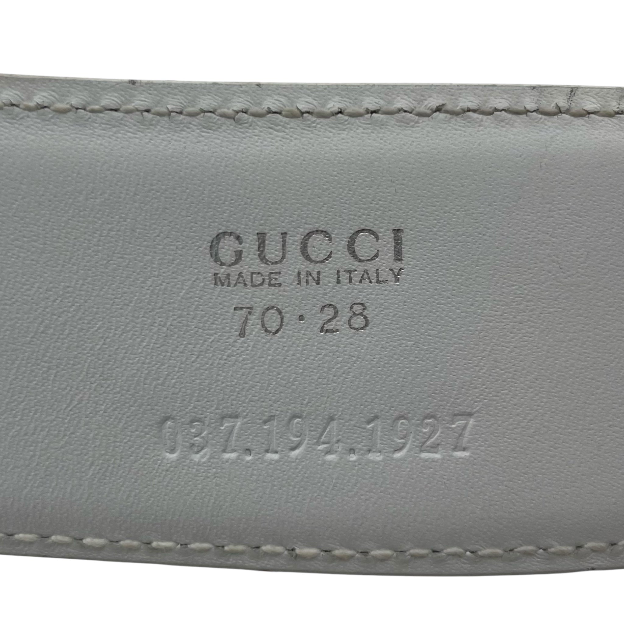 Tom Ford for Gucci F/W 1995 White Patent Leather + Silver Chrome Horse Bit Buckle Belt STAMP