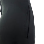 Galanos 1970's Black Satin Silk Ruffle Triple Tier Long Sleeve Column Gown, waist side
