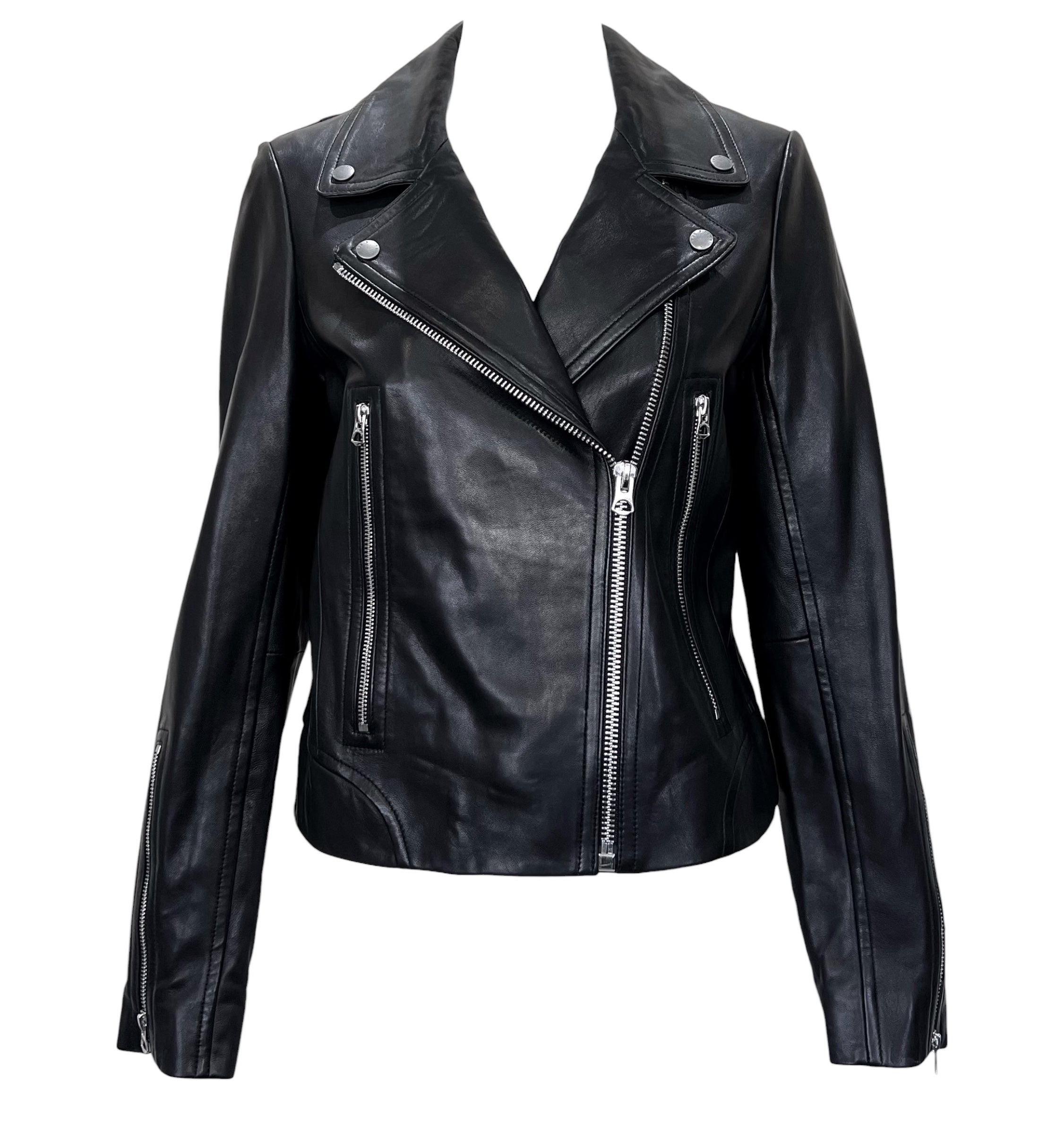 Rag & Bone Black Lambskin Leather Moto Jacket
