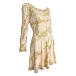 Emilio Pucci 1970's Pale Peach Pastel Printed Silk Jersey Mini Dress, slight side