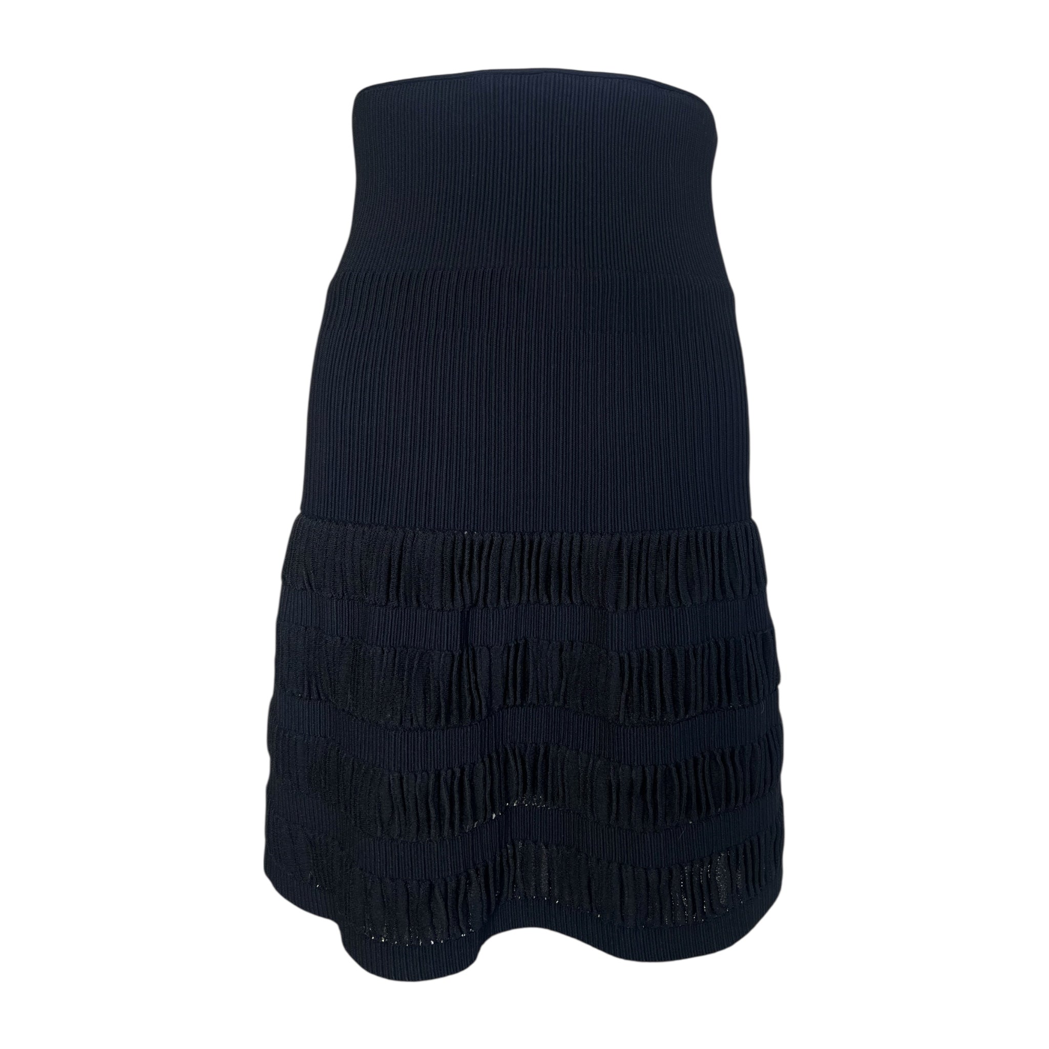  Alaïa Black Tiered Pleated Knit Midi Skirt