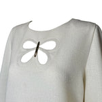 1980s Pierre Cardin Haute Couture White Mod Butterfly Shift Dress, top side