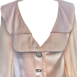 Galanos Early 1980's Pink Silk Three Piece Skirt Suit Evening Ensemble, collar