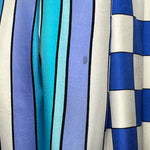 Tina Leser 1960's Blue Graphic Print Silk Twill Full Hostess Skirt, spot