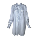 Chloé White and Navy Stripped dress Shirt with Bow Tie