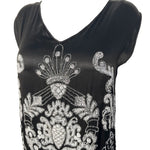 1920's Art Deco White Beaded Charcoal Black Satin Silk Evening Dress, top front