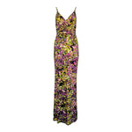Roberto Cavalli 2008 Neon Floral Jersey Maxi Dress