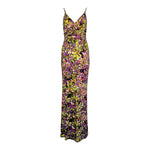 Roberto Cavalli 2008 Neon Floral Jersey Maxi Dress