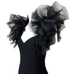 Saint Laurent Black Wool Crepe Dress with Tulle, upper