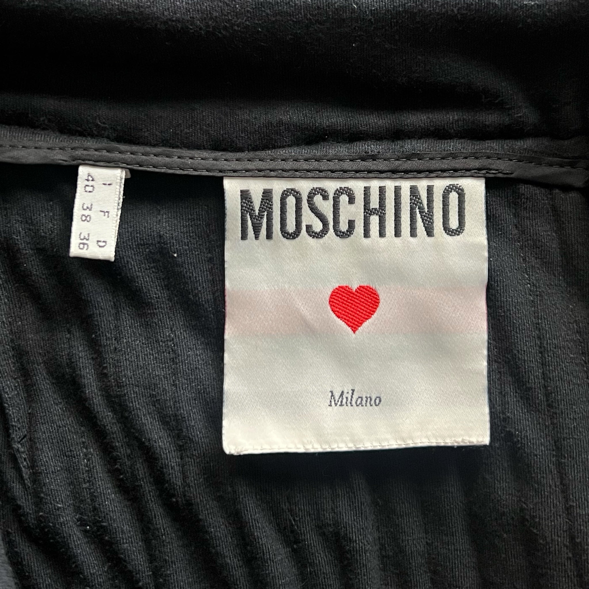 Moschino 1990's Charcoal Zipper Mini Skirt, label