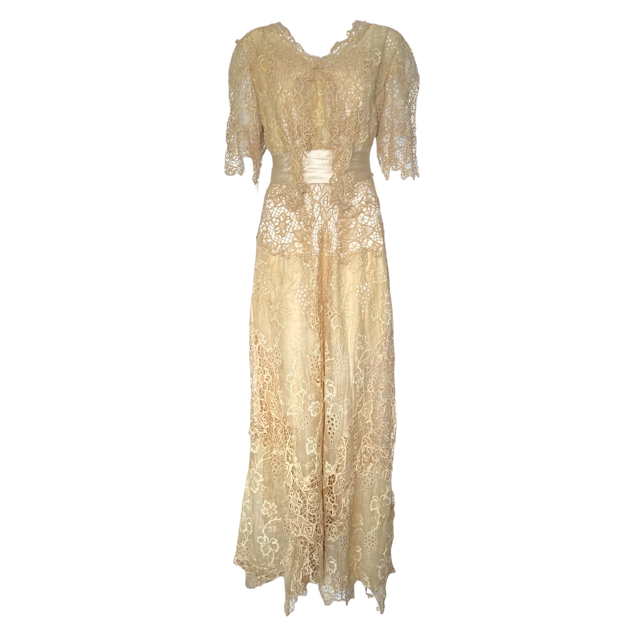 Edwardian Cream Hand Embroidered and Bobbin Lace Dress