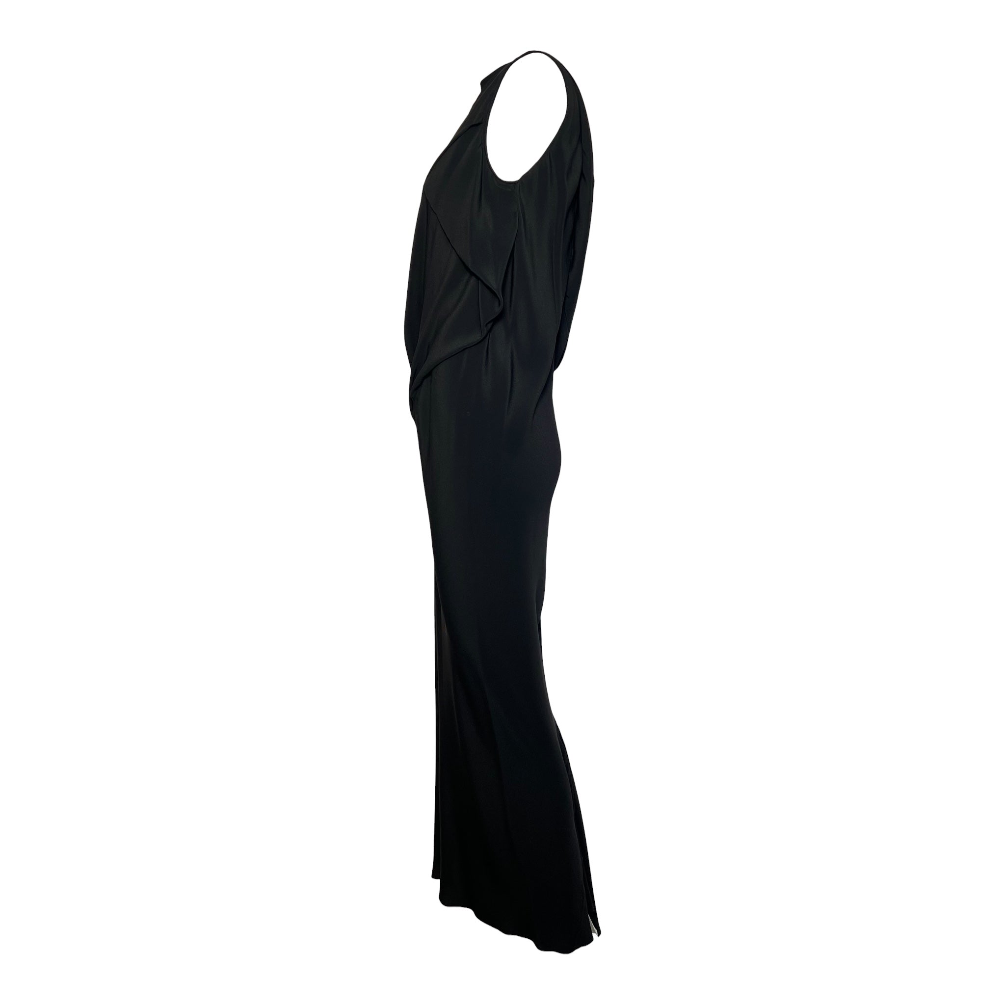 Rick Owens F/W 2019 "Larry" Black Crepe Draped Bias Dress, side 2