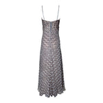 Stavropoulos 1970's Grey Devore Velvet Polkadot and Silk Gown, back