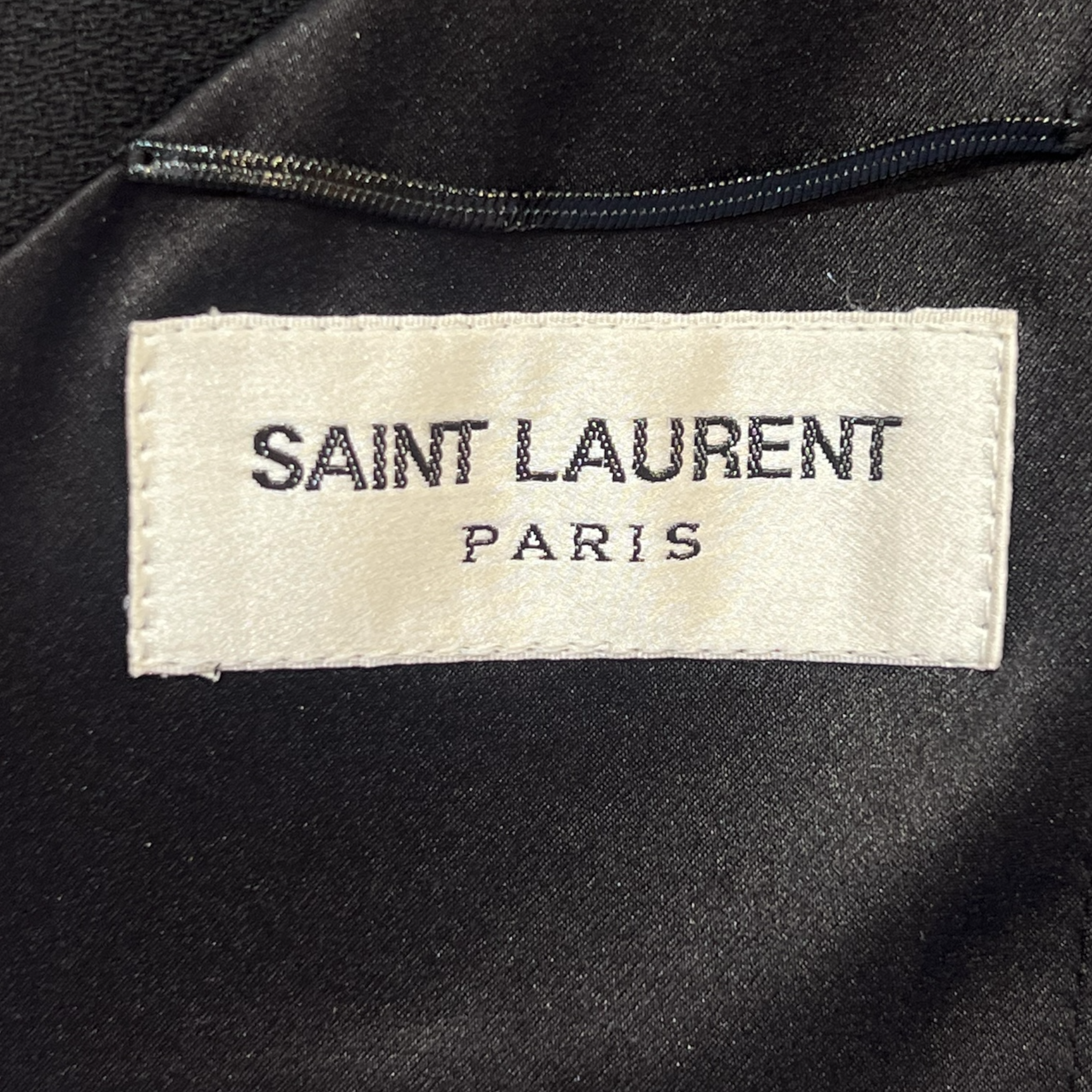 Saint Laurent Black Wool Crepe Dress with Tulle, label