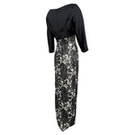 Guy Laroche Haute Couture 1960's Black and White Empire Waist Heavily Beaded Gown, slight side back