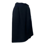 Saint Laurent 1970's Black Wool Gabardine and Faille Skirt Suit, skirt slight side