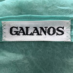 Galanos 1980's Fully Beaded Pale Aqua Blue Silk Evening Gown with Rhinestones,label