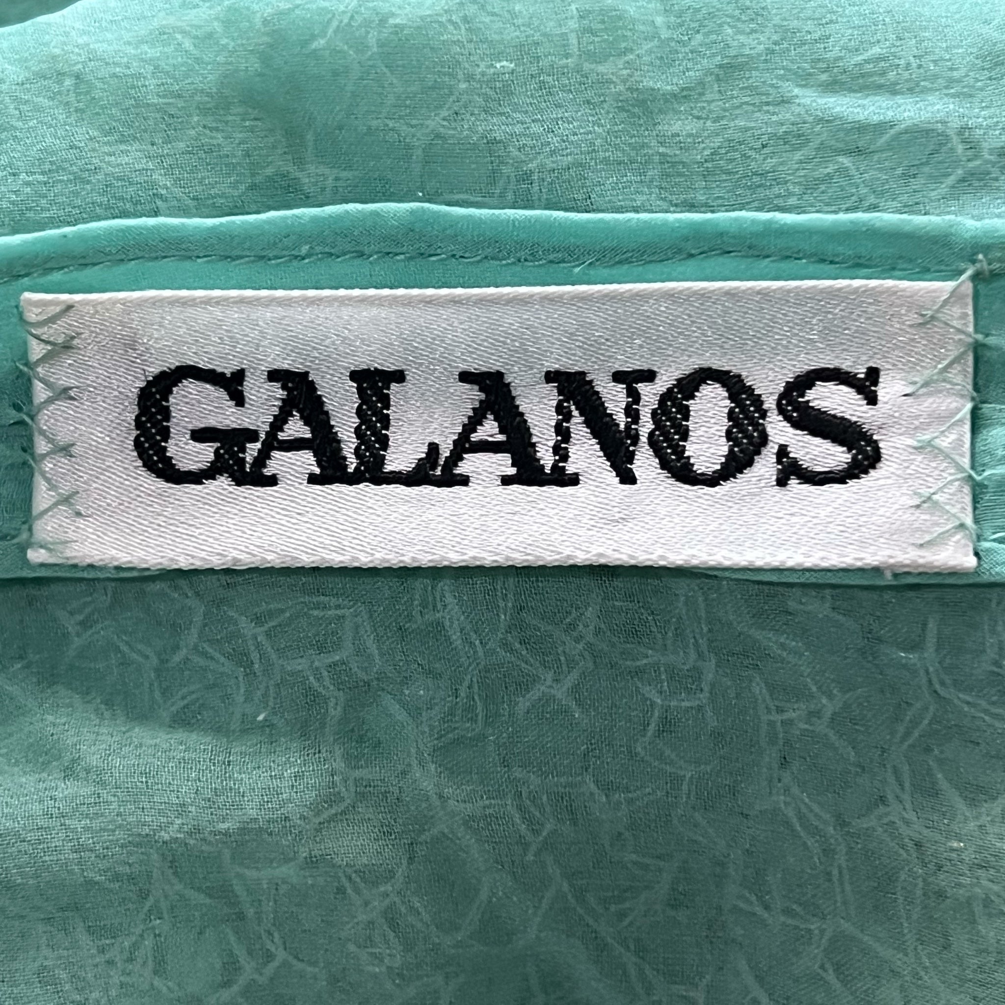 Galanos 1980's Fully Beaded Pale Aqua Blue Silk Evening Gown with Rhinestones,label