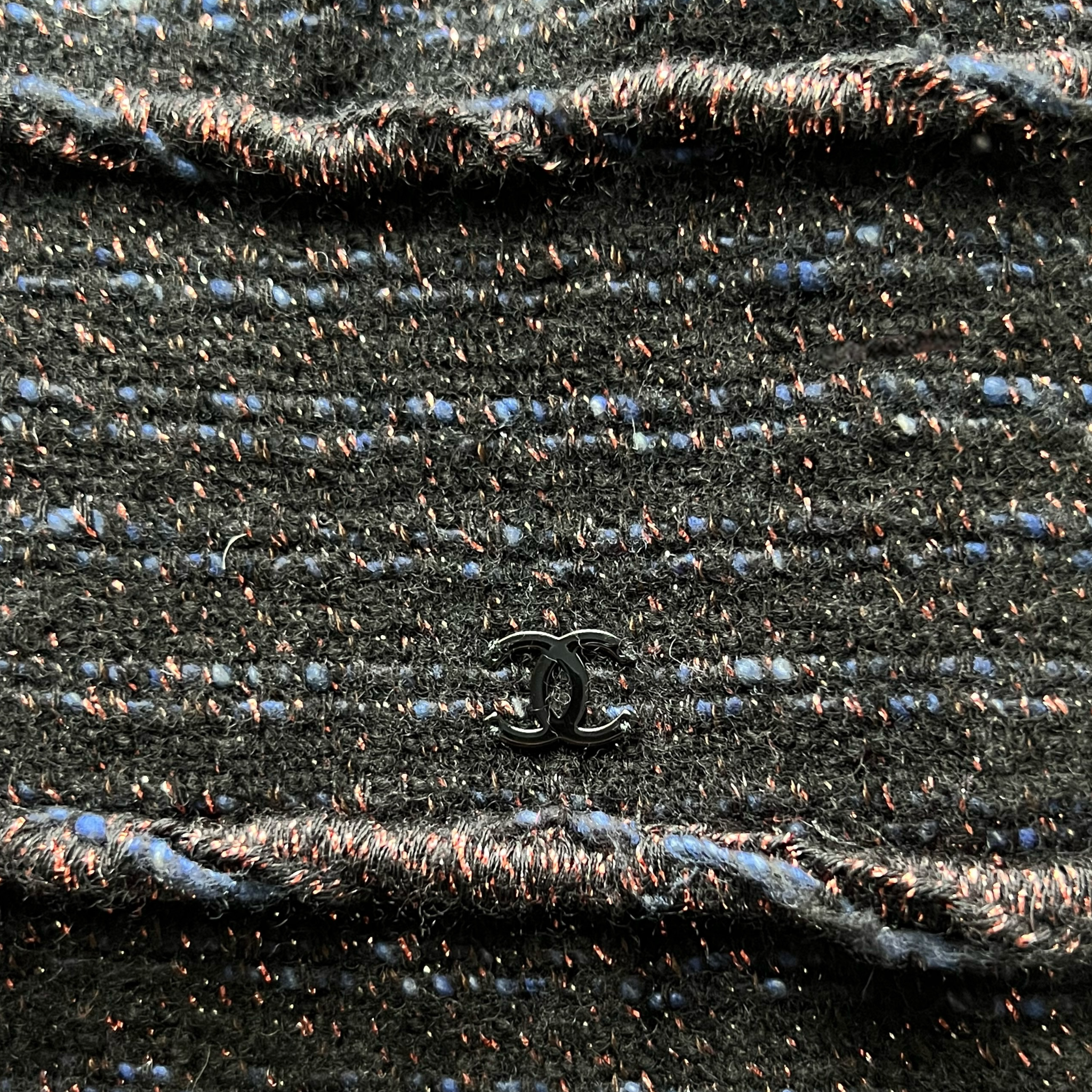 Chanel A/W 2007  Black Metallic Lurex Bouclé Tweed Mini Dress, logo
