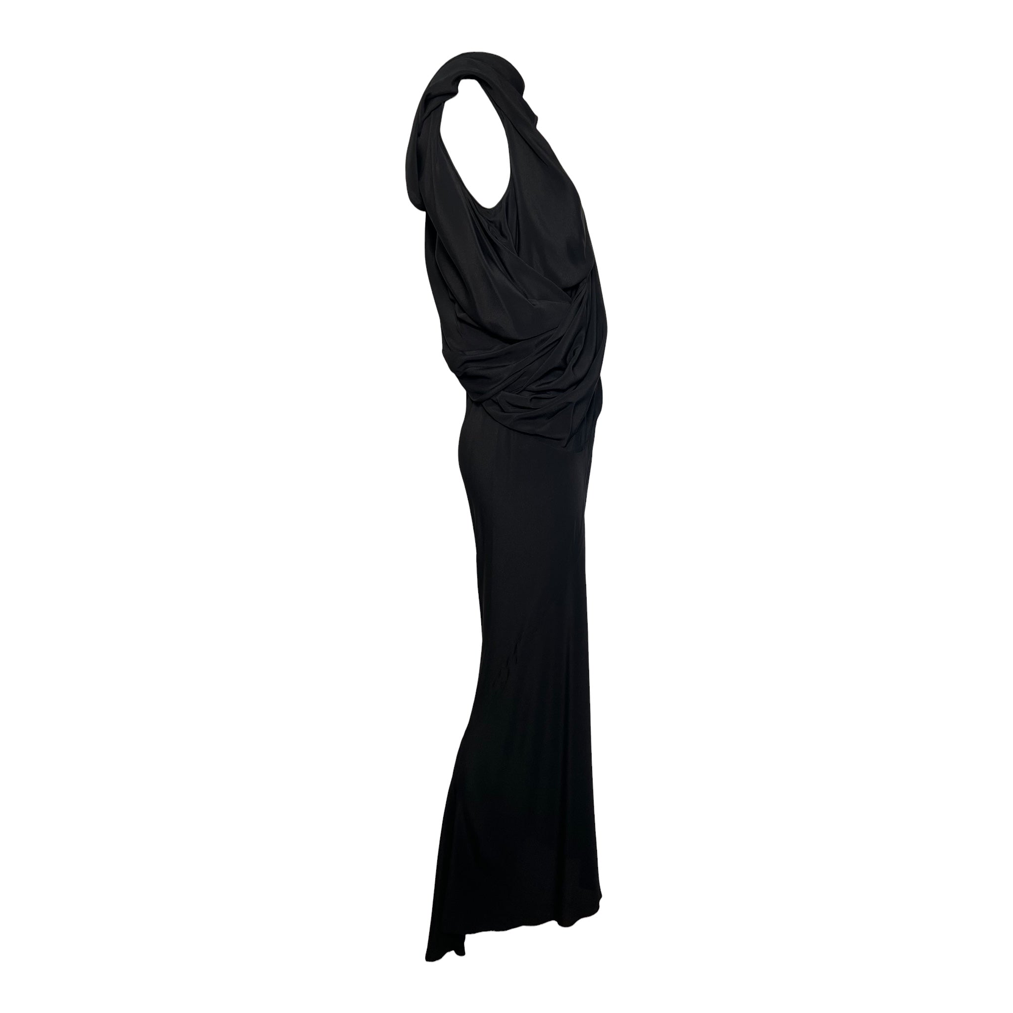 Rick Owens F/W 2019 "Larry" Black Crepe Draped Bias Dress, side