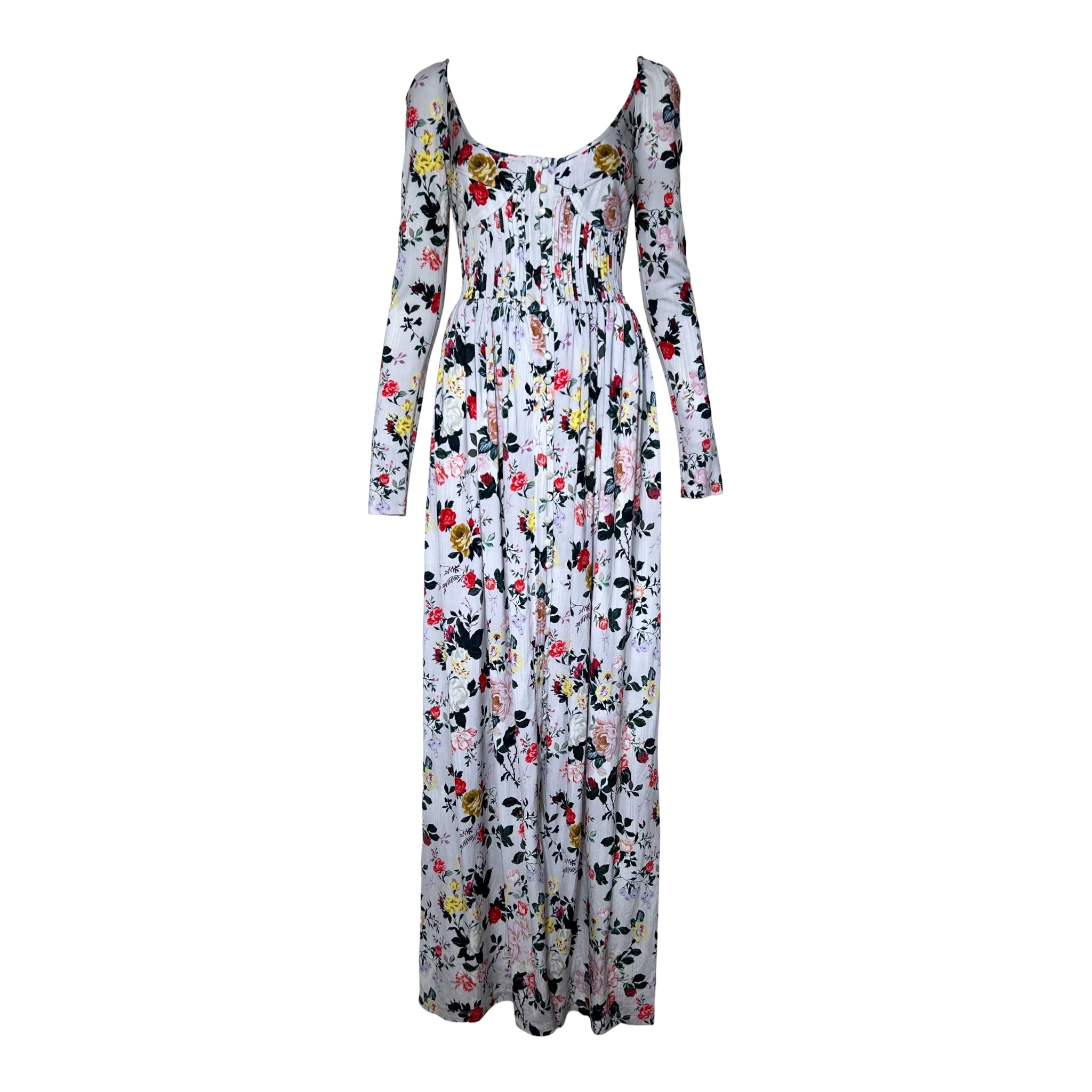 Paco Rabanne White Floral Jersey Bustier Maxi Dress THE WAY WE WORE Paco Rabanne White Floral Jersey Bustier Maxi Dress THE WAY WE WORE