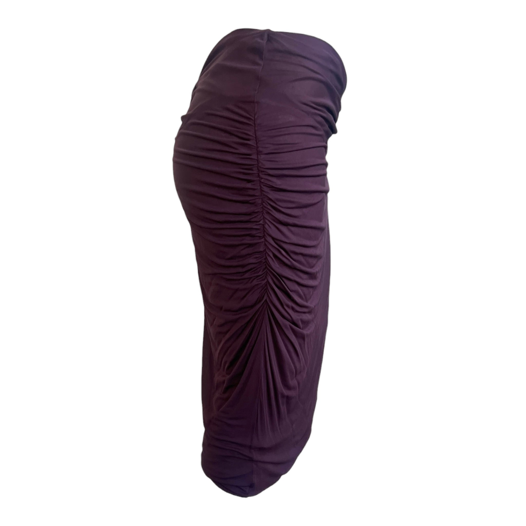 Gucci by Tom Ford F/W 2001 Eggplant Jersey Ruched Skirt, side