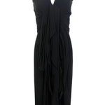  Elie Saab Black Silk Gown with Gold and Silver Embellished Capped Sleeves, bust down