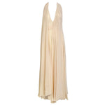 Vionnet 2010's Champagne Silk Crepe Bias Halter Gown with Partial Cape