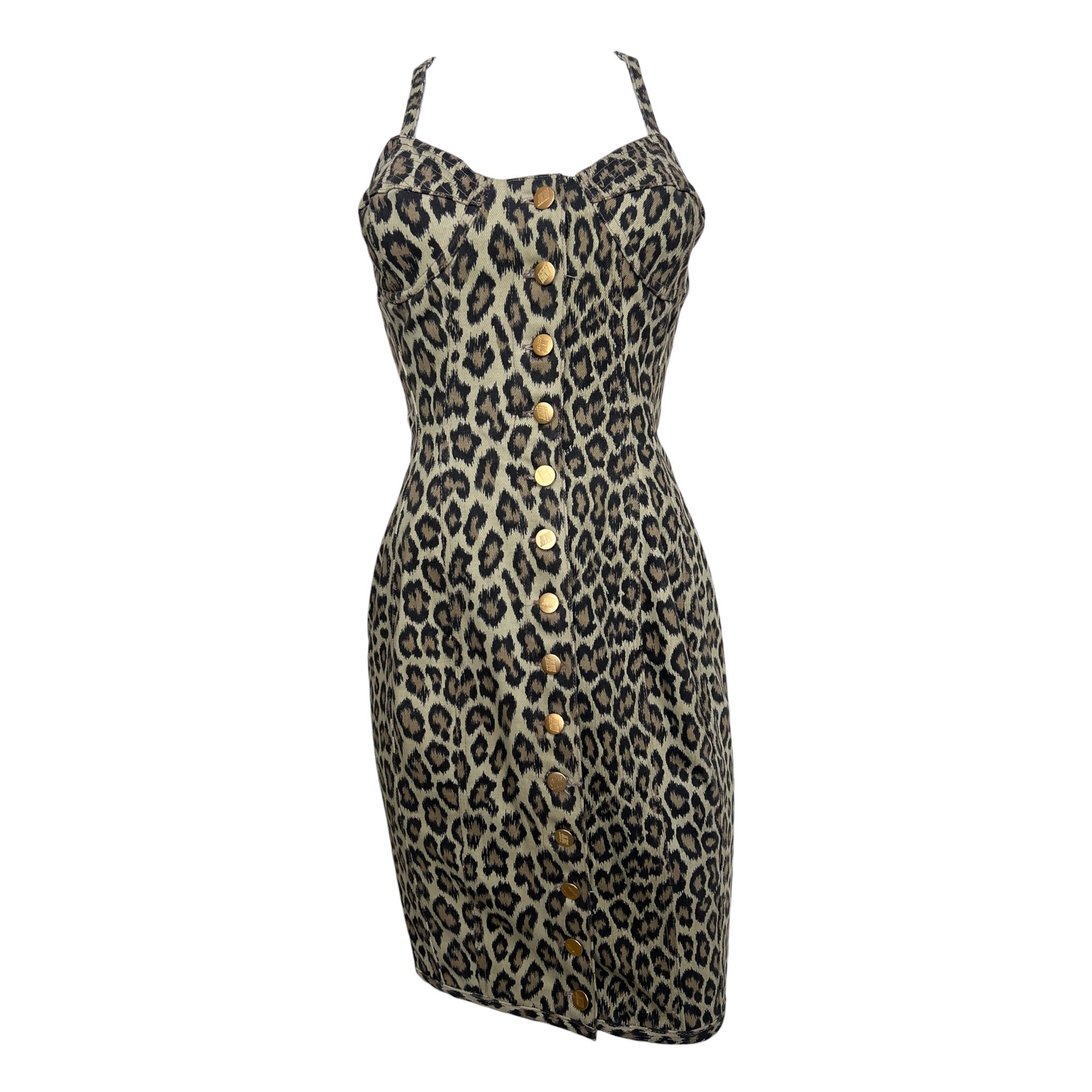 Jean Paul Gaultier S/S 1989 Leopard Print Denim Dress