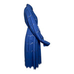 Alaïa Navy Blue Poplin Chevron Eyelet Shirt Dress, side