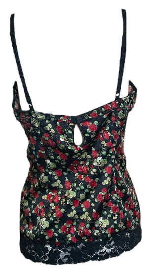 Dolce & Gabbana Y2K Rose Print Camisole with Black Lace Trim BACK 3 of 4 