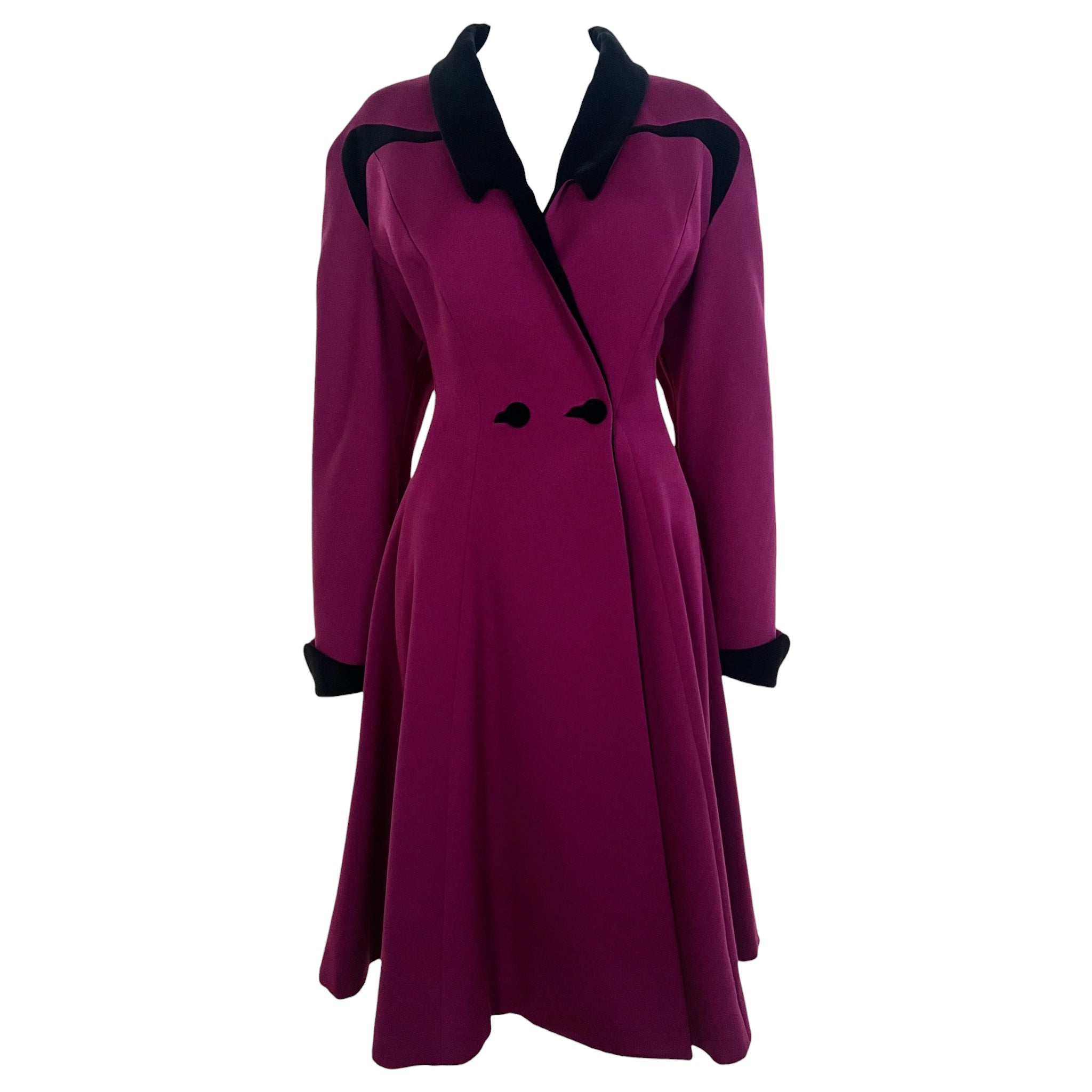 Thierry Mugler 1980s does 40s Plum Fit and Flair Coat