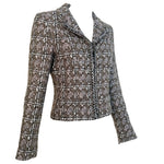 Chanel S/S 2003 Beige Boucle Classic Tweed Cropped Zip-Front Jacket, slight side
