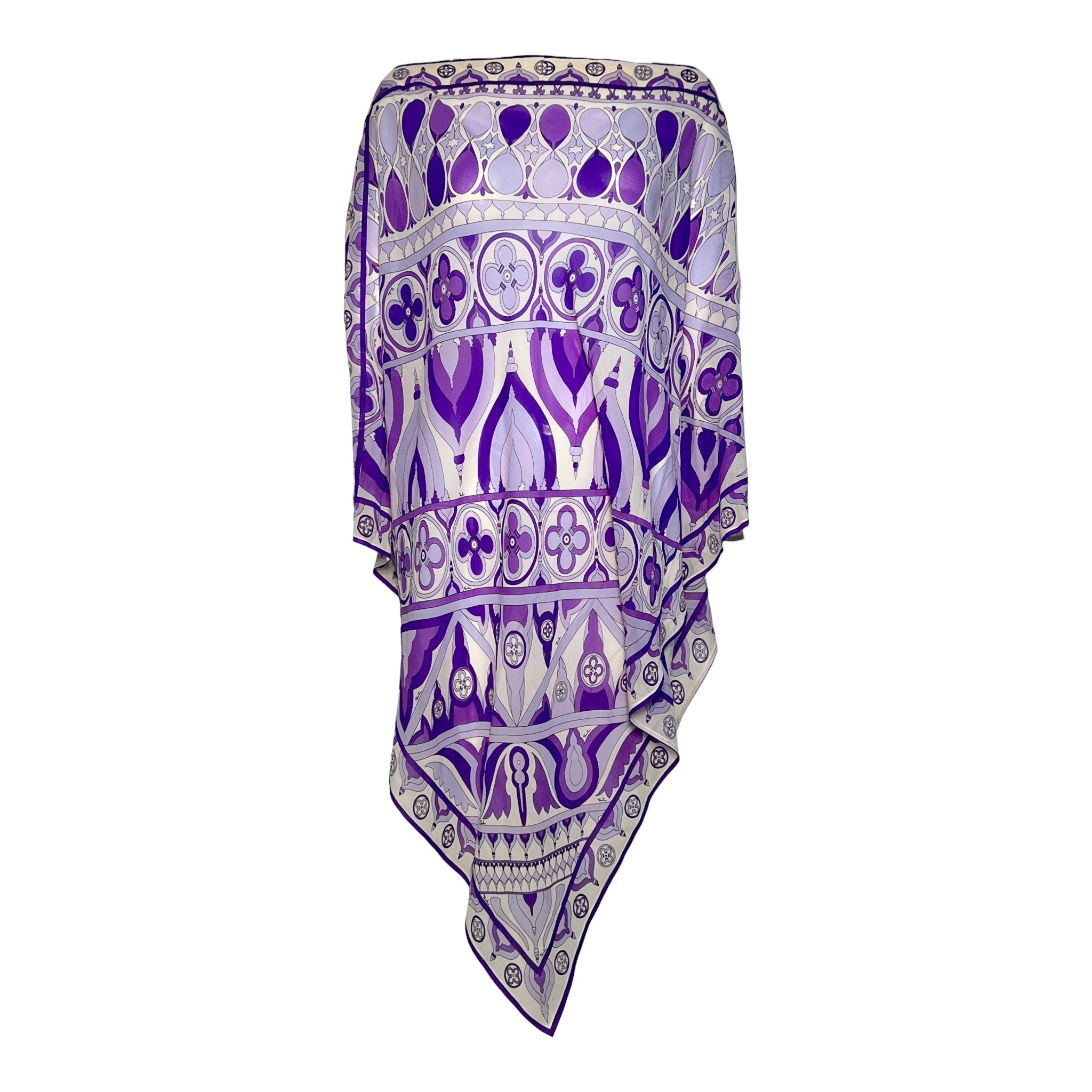 Emilio Pucci 1970's Purple Printed Silk Chiffon Poncho