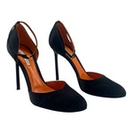 Walter de Silva Black Satin Ankle Strap D'Orsay Stiletto Heels, 41