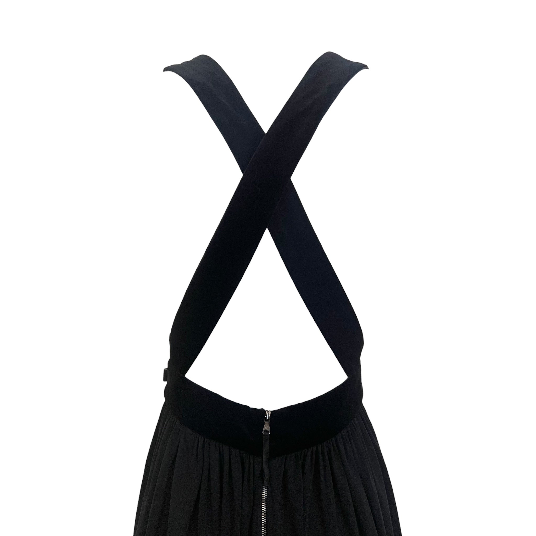 Dolce & Gabbana 2000's Black Jersey Halter Gown with Beaded Belt, back top detail