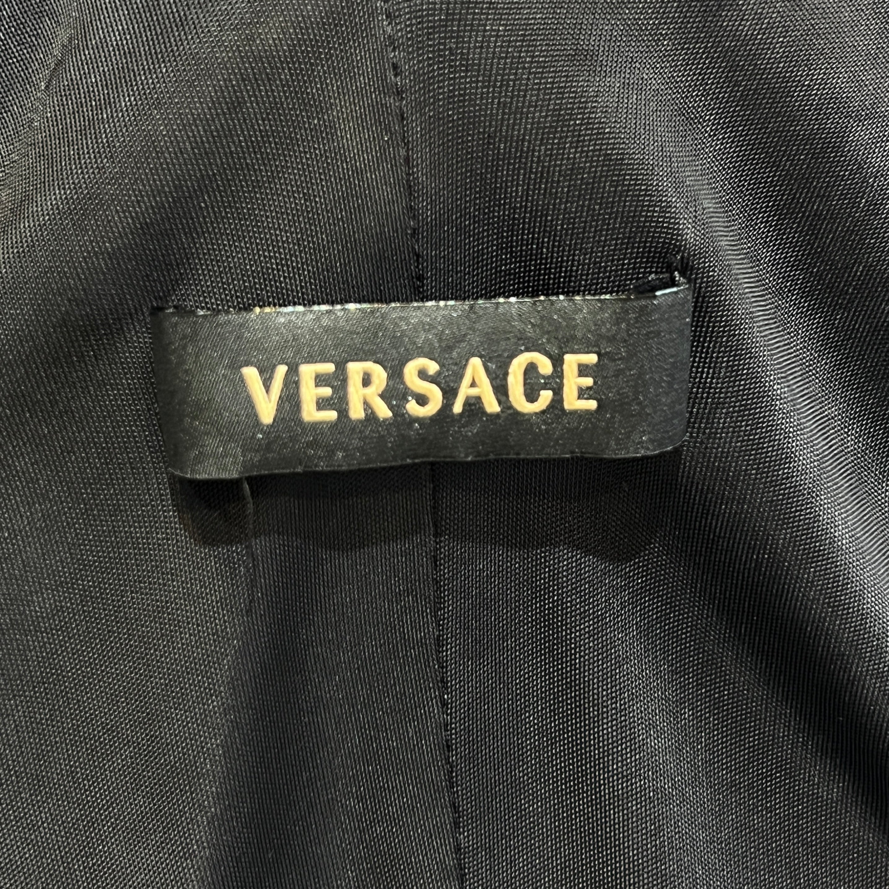 Versace S/S 2004 Charcoal Black Ruffled Jersey Mini Dress, label