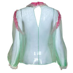 Gucci Pastel 2020s Green and Pink Sheer Boudoir Blouse, back