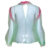 Gucci Pastel 2020s Green and Pink Sheer Boudoir Blouse, back
