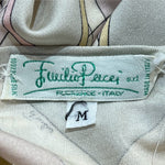 Emilio Pucci 1970's Pastel Geometric Silk Jersey Long Sleeve Tunic Blouse, label