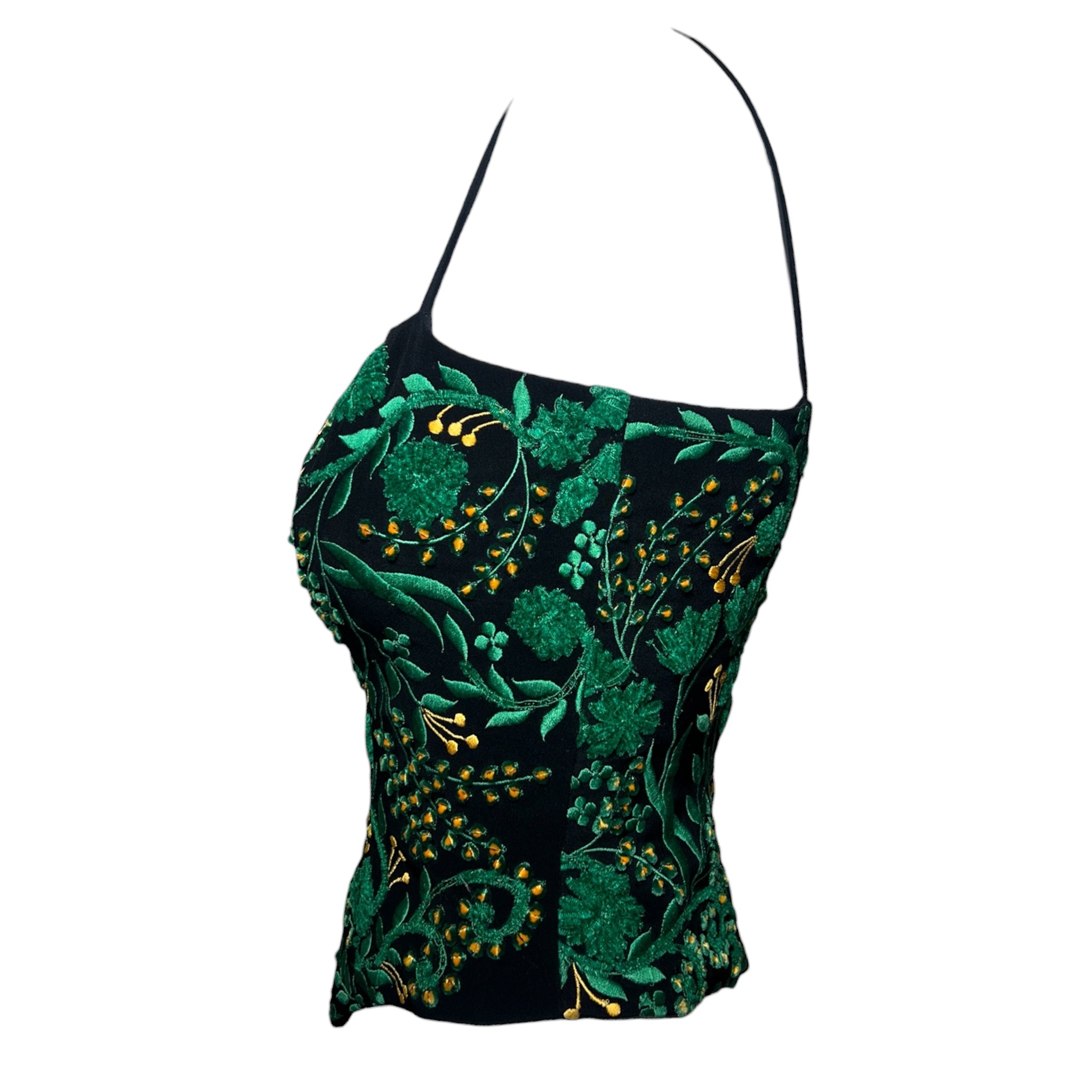 Fe Zandi 1990s 3D Embroidered Floral Corset Camisole, side 2