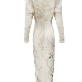 Fabrice Fabulous 80s Ivory Silk  Beaded Gown with Stars and Diamonds BACK