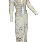 Fabrice Fabulous 80s Ivory Silk  Beaded Gown with Stars and Diamonds FRONT 3/4