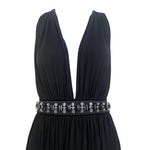 Dolce & Gabbana 2000's Black Jersey Halter Gown with Beaded Belt, top