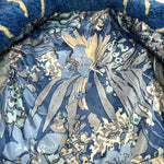 1970's Blue and White Geometric Shearling and Leather Jacket, lining