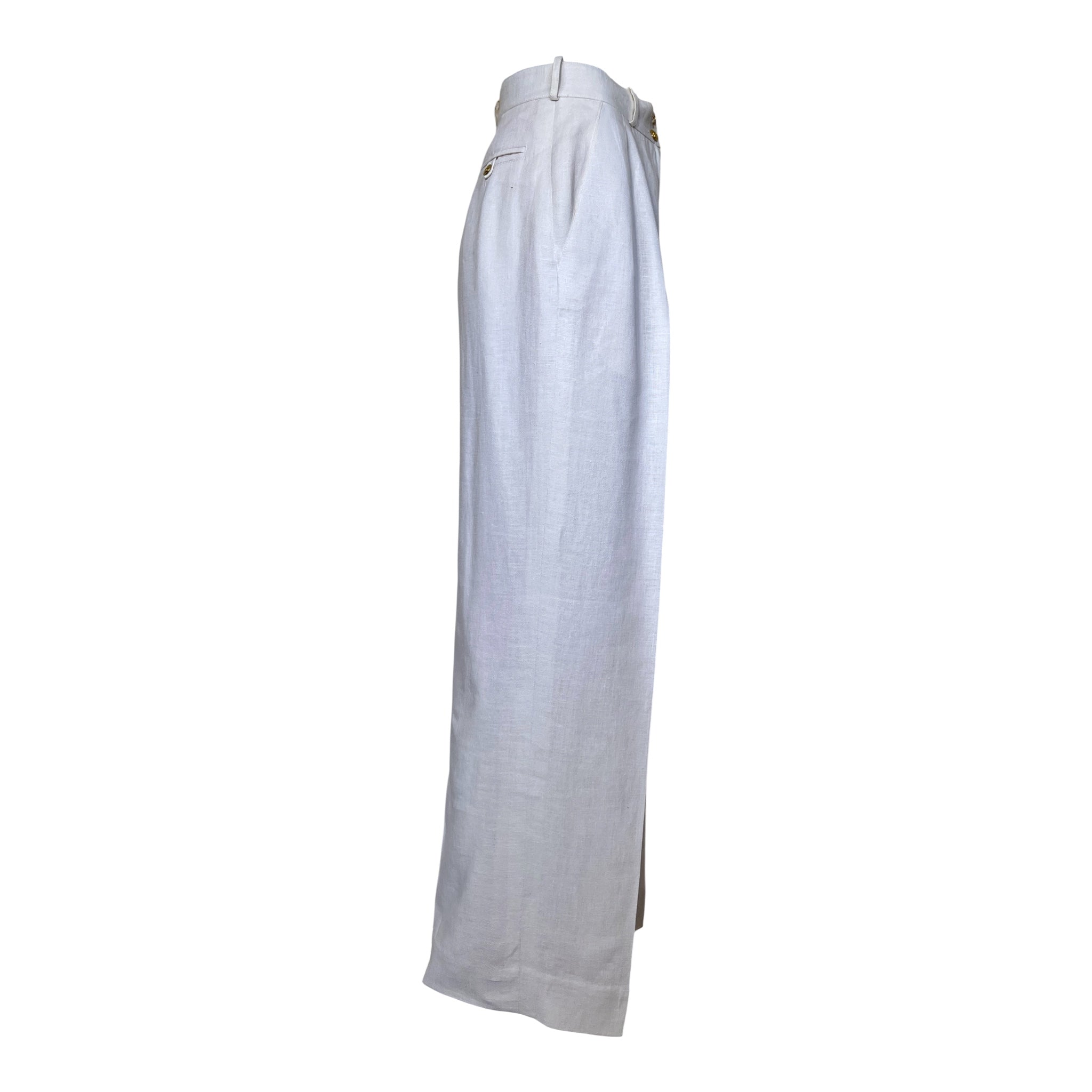 Chanel 1980's Classic White Linen High Waisted Trousers, side 2